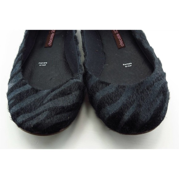 Chocolate Schubar Size 39 M Black Round Toe Flats Fabric‎ Women - Picture 2 of 7